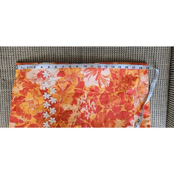 Vintage Key West Hand Print Fabrics Dress Orange Hibiscus Appliqued Lined Medium - Picture 10 of 10